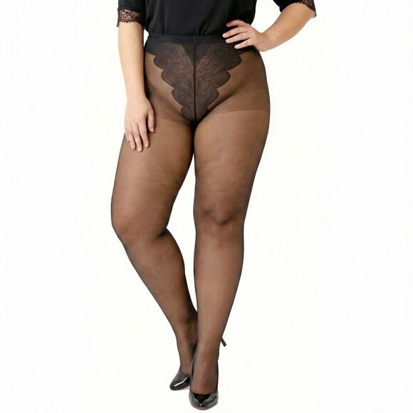 Plus French Cut Support Pantyhose Womens Size Queen Nylon Blend Tights - Picture 5 of 7